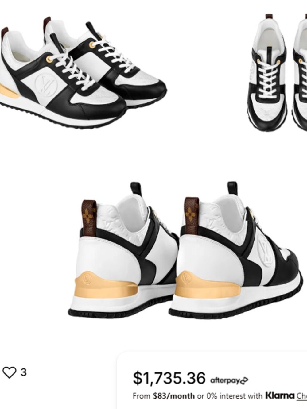 LOUIS VUITTON run away sneakers - black/white/gold